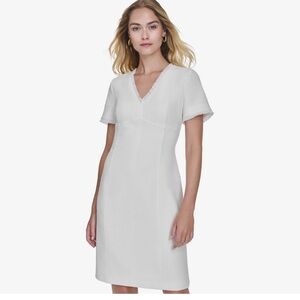 Andrew Marc White Women’s size 16 Women’s Boucle Sheath style work Midi Dress